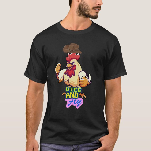 Camiseta Funny Chicken Rise and Fly” T-Shirt (Frente)