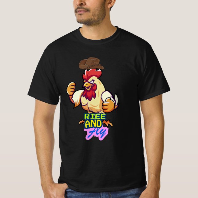 Camiseta Funny Chicken Rise and Fly” T-Shirt (Frente)