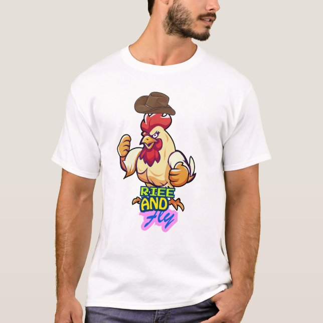 Camiseta Funny Chicken Rise and Fly” T-Shirt (Frente)