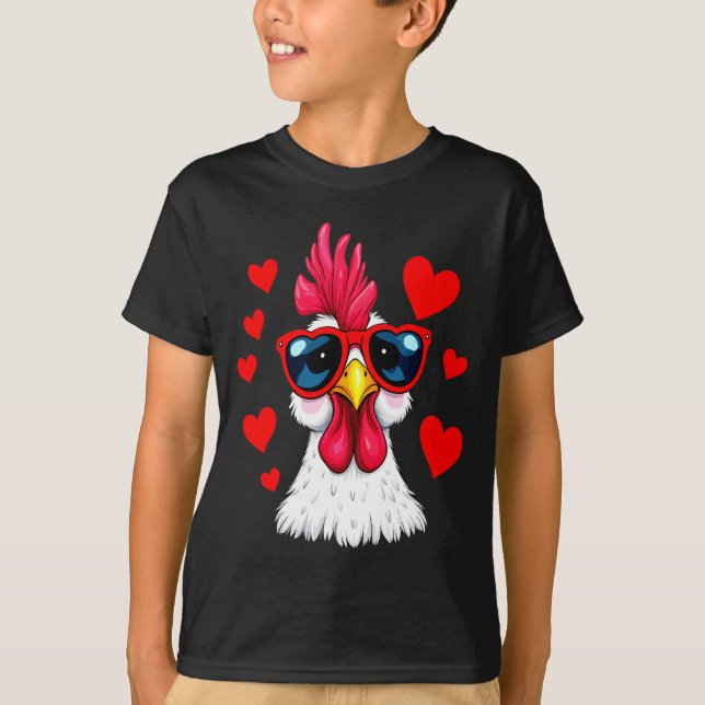 Camiseta Funny Chicken Valentines Day Heart Chicken Couple  (Frente)