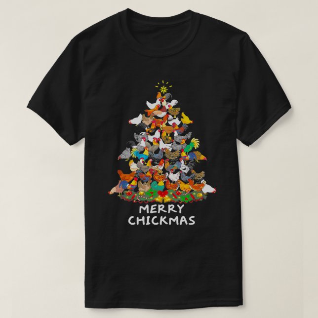Camiseta Funny Chickens Christmas Tree Ornaments Decor Merr (Frente do Design)