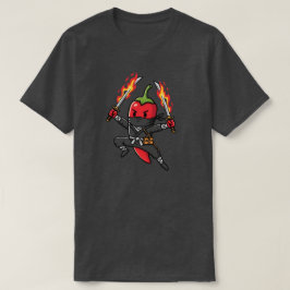 Camiseta Funny Chili Pepper Fire Ninja Samurai Illustration