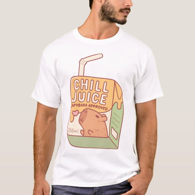Camiseta Funny Chill Juice Capybara Aprovou Caixa de Sumo (Frente)