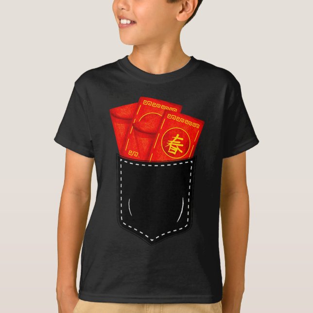 Camiseta Funny Chinese New Year Fake Cket Red Envelopes Luc (Frente)