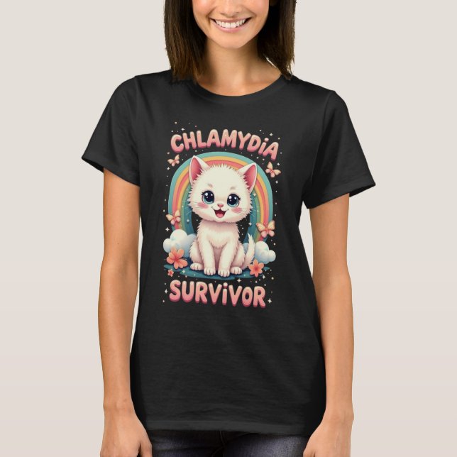 Camiseta Funny Chlamydia Survivor Cat Meme Jokes Men women  (Frente)