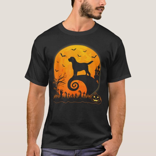 Camiseta Funny Chocolate Lab Dog Moon Halloween Dog Lover (Frente)
