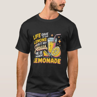 Camiseta Funny Christian Pixel Retro Jesus Lemonade 8Bit Li