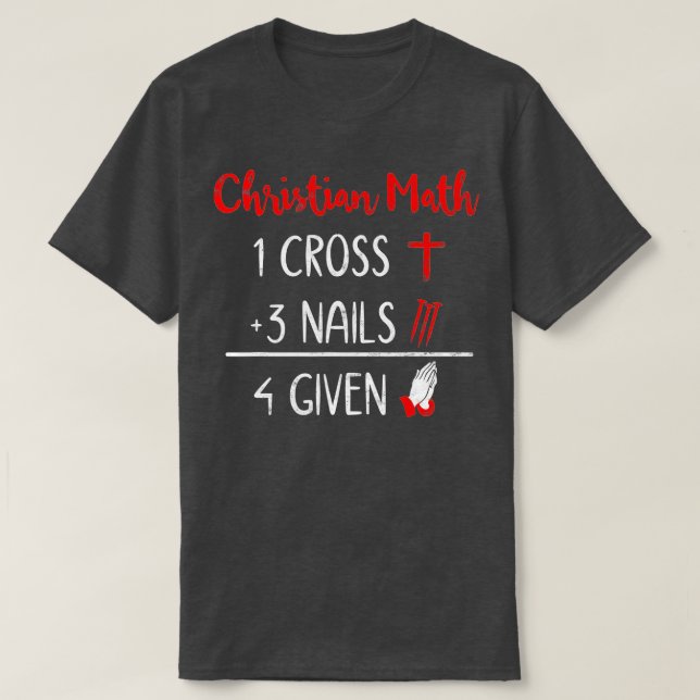 Camiseta Funny Christian Pun - 1 Cruz 3 Unhas 4 Dado Reli (Frente do Design)