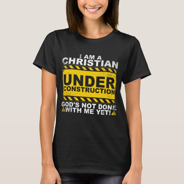 Camiseta Funny Christian Sob Construção Presente Católico M (Frente)