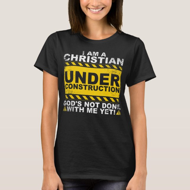 Camiseta Funny Christian Sob Construção Presente Católico M (Frente)