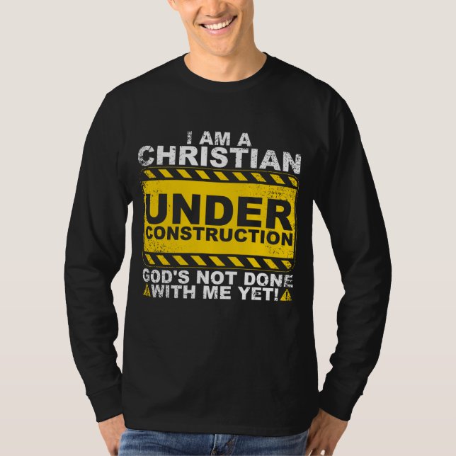 Camiseta Funny Christian Sob Construção Presente Católico M (Frente)
