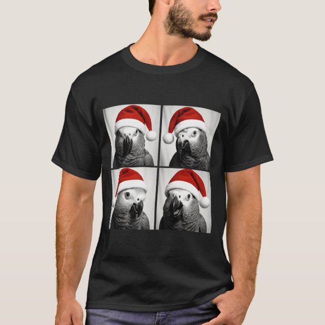 Camiseta Funny Christmas African G Parrot Santa Photo Booth (Frente)