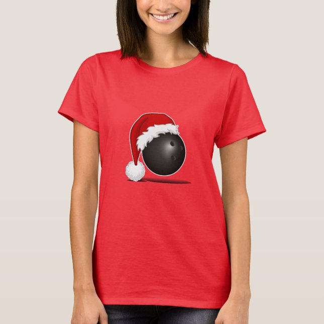 Camiseta Funny Christmas Bowling Ball Santa hat - bowl fan (Frente)