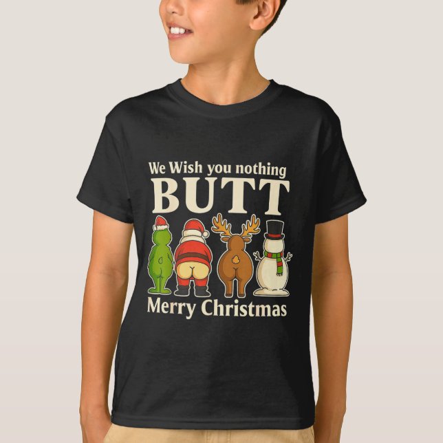 Camiseta Funny Christmas Butt - We Wish You Merry Xmas  (Frente)