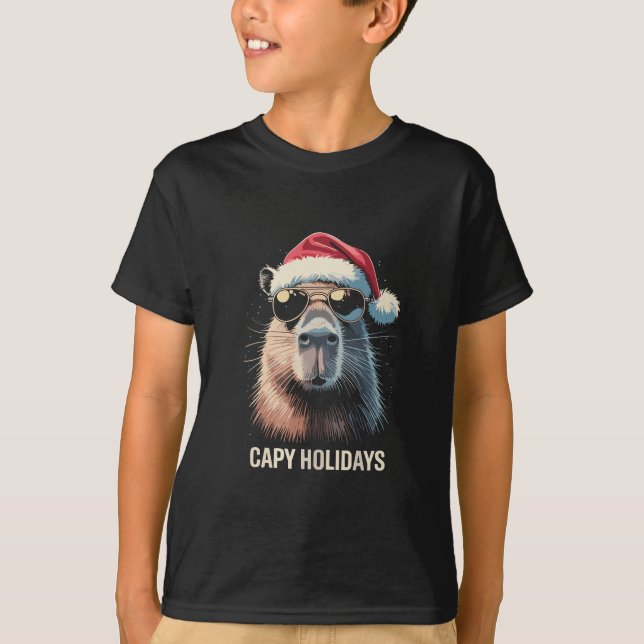Camiseta Funny Christmas Capy Holidays Xmas Capybara  (Frente)