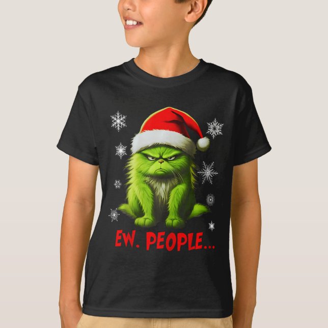 Camiseta Funny Christmas Cat Ew People Meowy Cat Lovers Men (Frente)