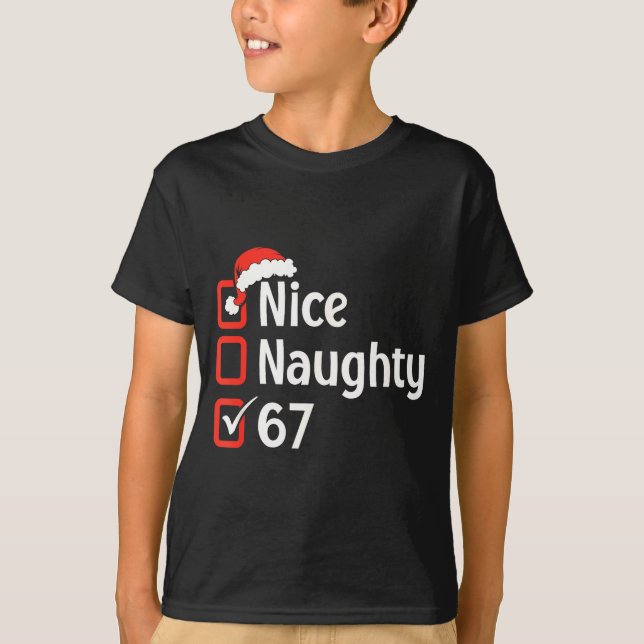 Camiseta Funny Christmas Checked List Nice Naughty 6 7 Meme (Frente)