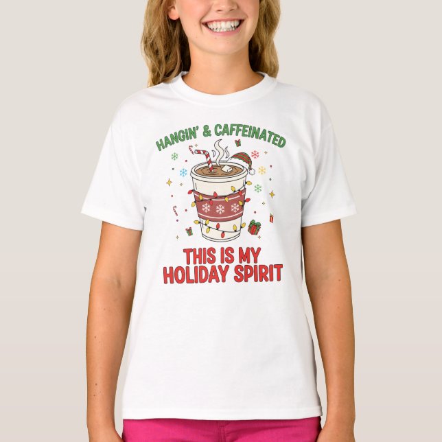 Camiseta Funny Christmas Coffee Lover Tee" Holiday (Frente)