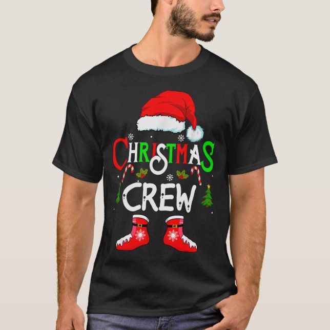 Camiseta Funny Christmas Crew Xmas Squad Santa Family Pajam (Frente)
