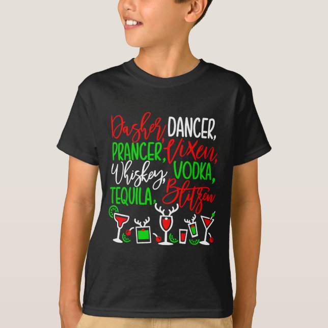Camiseta Funny Christmas Dasher Dancer Prancer Vixen Whiske (Frente)