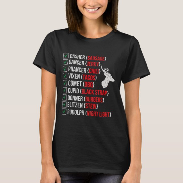 Camiseta Funny Christmas Deer Hunters Santas Reindeer Meat  (Frente)