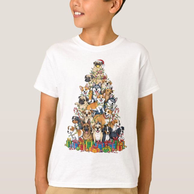 Camiseta Funny Christmas Dog Tree Design (Frente)