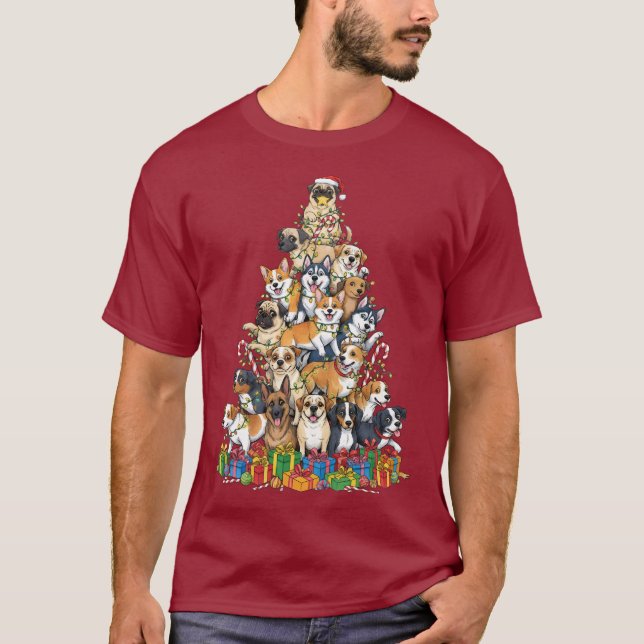 Camiseta Funny Christmas Dog Tree Design (Frente)