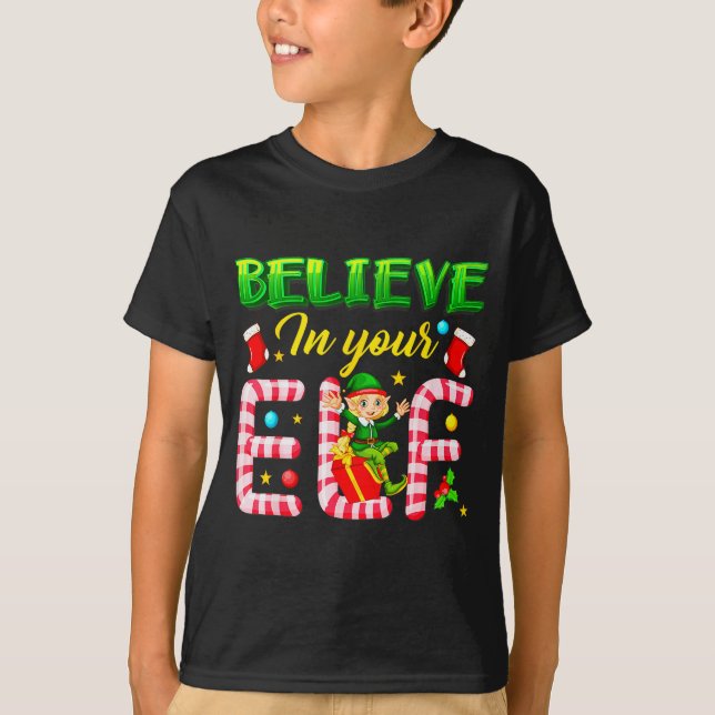 Camiseta Funny Christmas Elf Design Believe In Your Elf Men (Frente)