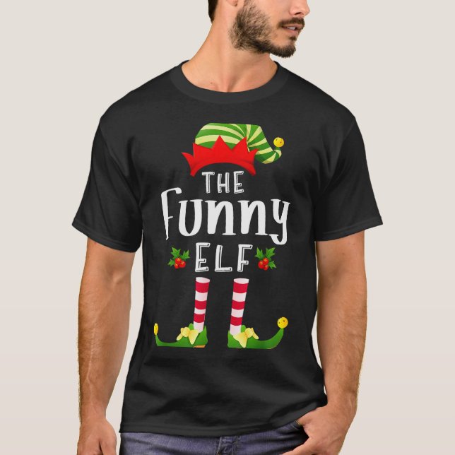Camiseta Funny Christmas Elf Matching Pajama X-mas Party  (Frente)