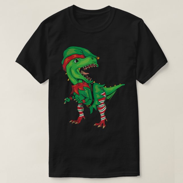 Camiseta Funny Christmas Elf T-Rex (Frente do Design)