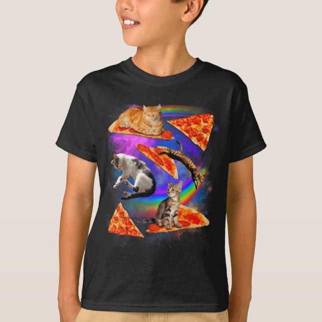 Camiseta Funny Christmas Galaxy Cat In Space Cat Riding Zza (Frente)