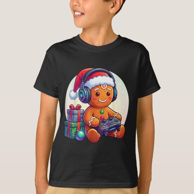 Camiseta Funny Christmas Gamer Gingerbread Xmas Gaming Men  (Frente)