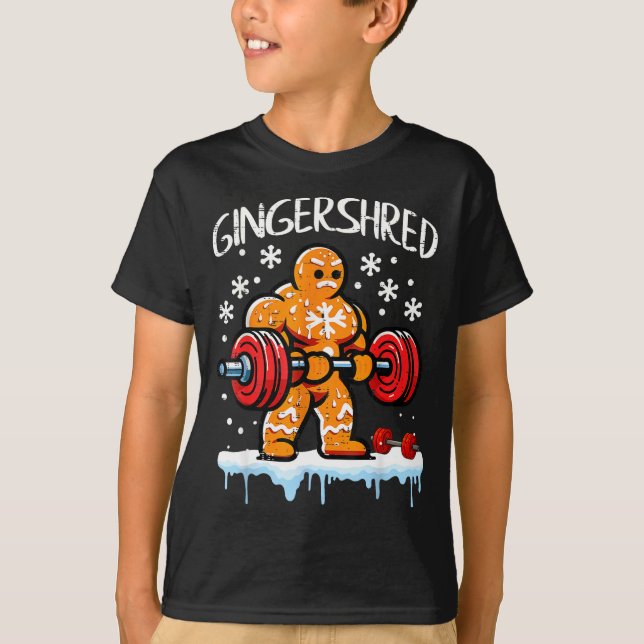 Camiseta Funny Christmas Gingerbread Gingershred Gym Bodybu (Frente)