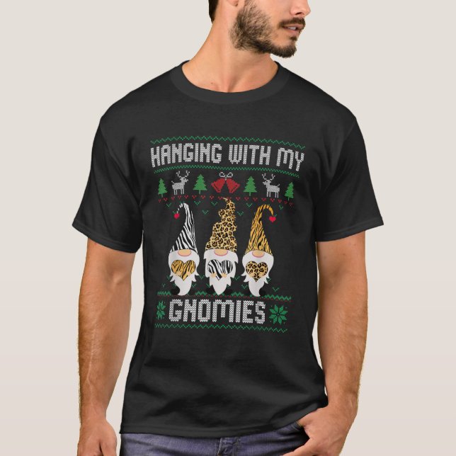 Camiseta Funny Christmas Gnome Hanging With My Gnomies Fami (Frente)