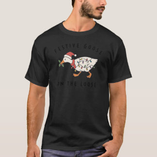 Camiseta Funny Christmas Goose Festive Goose on the Loose M