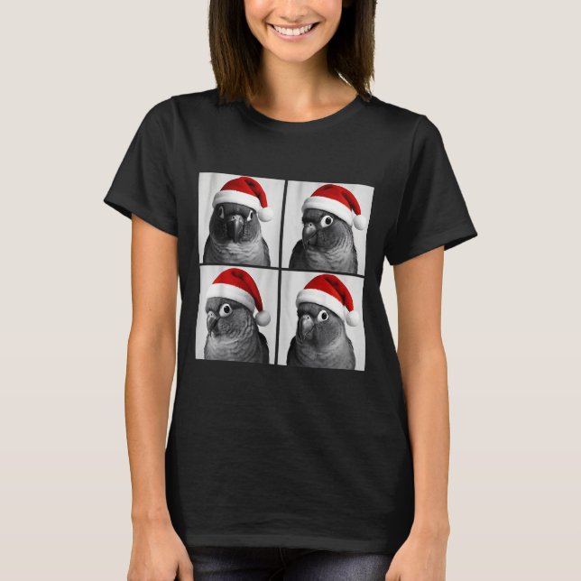 Camiseta Funny Christmas Green Cheek Conure Santa Photo Boo (Frente)