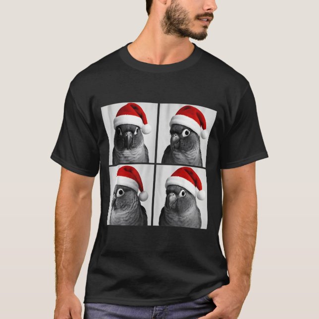 Camiseta Funny Christmas Green Cheek Conure Santa Photo Boo (Frente)