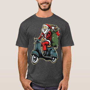 Camiseta Funny Christmas Holiday Santa Claus Riding Motor S