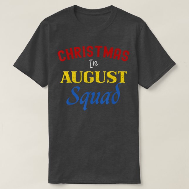 Camiseta Funny Christmas in August Squad Summer Group Santa (Frente do Design)