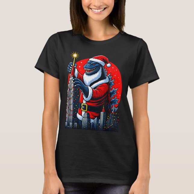 Camiseta Funny Christmas Monster Santazilla Holiday Dinosau (Frente)