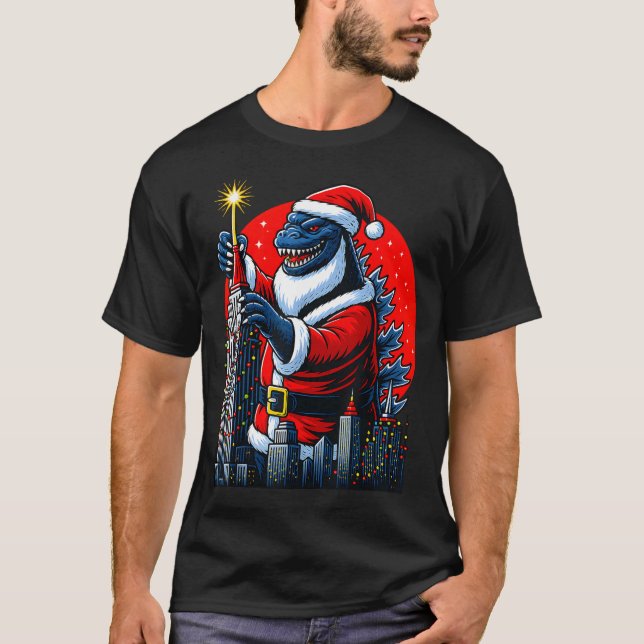 Camiseta Funny Christmas Monster Santazilla Holiday Dinosau (Frente)