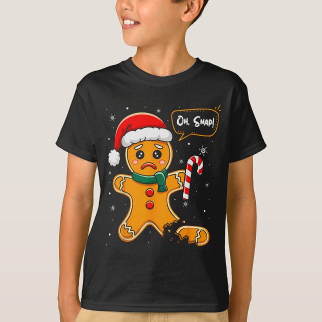 Camiseta Funny Christmas Oh Snap Gingerbread Man Cookie X M (Frente)