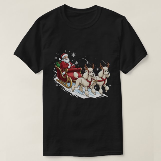Camiseta Funny Christmas Poodle Dogs Lover Xmas (Frente do Design)