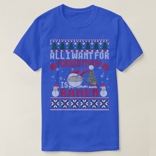 Camiseta Funny Christmas Ramen Ugly Xmas Sweater  (Frente do Design)
