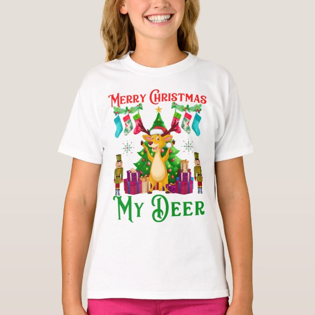 Camiseta Funny Christmas Reindeer, Merry Christmas My Deer (Frente)
