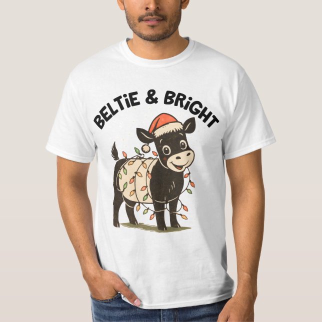 Camiseta Funny Christmas Retro Belted Galloway Beltie (Frente)