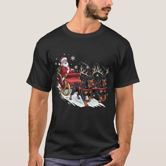 Camiseta Funny Christmas Rottweiler Dogs Lover Xmas (Frente)