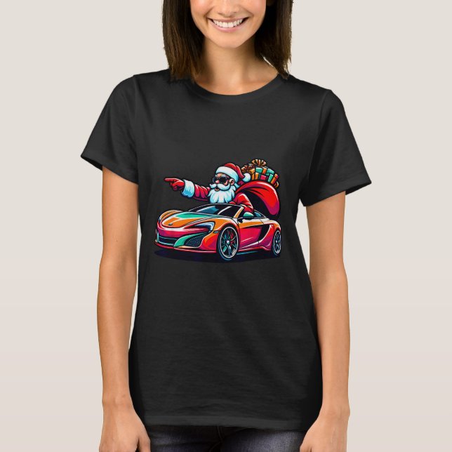 Camiseta Funny Christmas Santa Claus Driving Srt Car Xmas P (Frente)