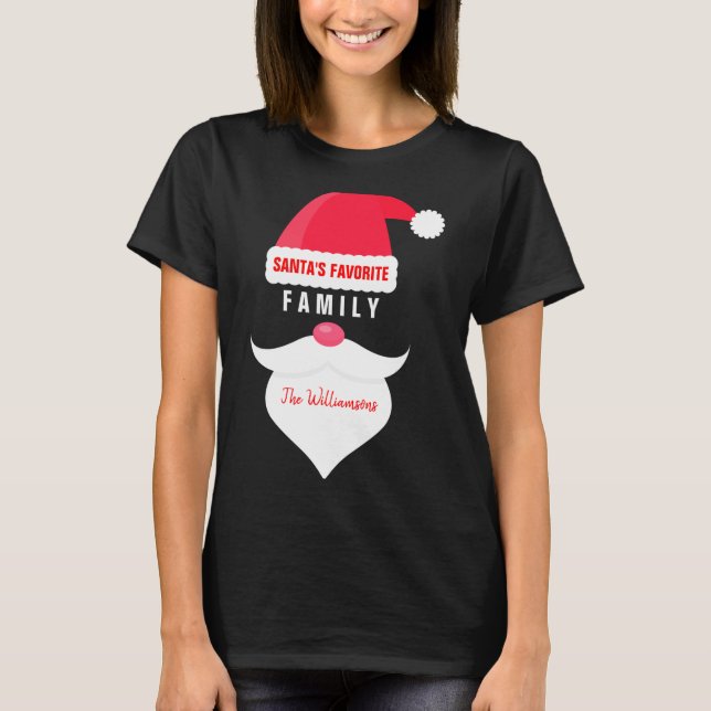 Camiseta Funny Christmas Santas Favorite Family  (Frente)