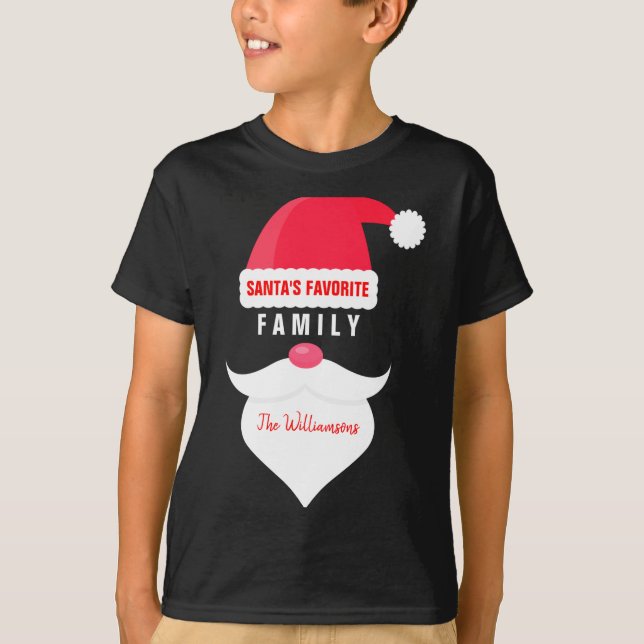 Camiseta Funny Christmas Santas Favorite Family  (Frente)